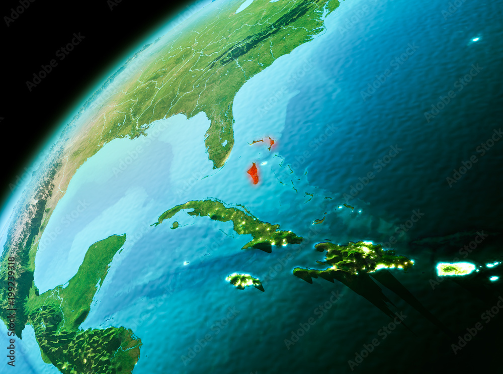 Fototapeta premium Bahamas from space in evening