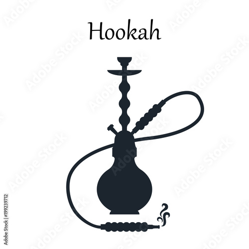 hookah, black and white vector icon. silhouette.