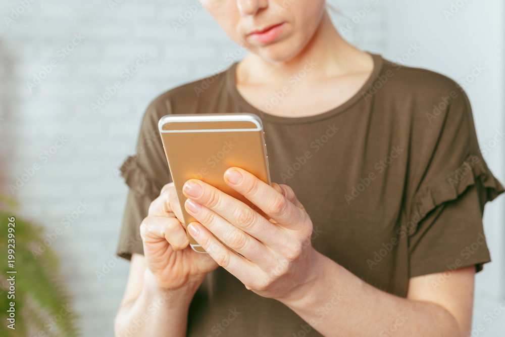 close up of woman texting on smartphone close up of woman texting on smartphone
