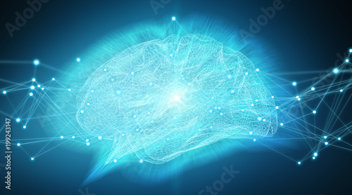 Fototapeta Naklejka Na Ścianę i Meble -  Human brain digital x-ray 3D rendering