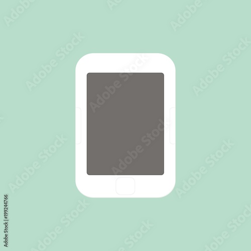 white e-book or tablet portable pad computer on a trendy turquoise background. Mock Up. Vector Illustration. Graphic design with blank screen. template. Realistic.