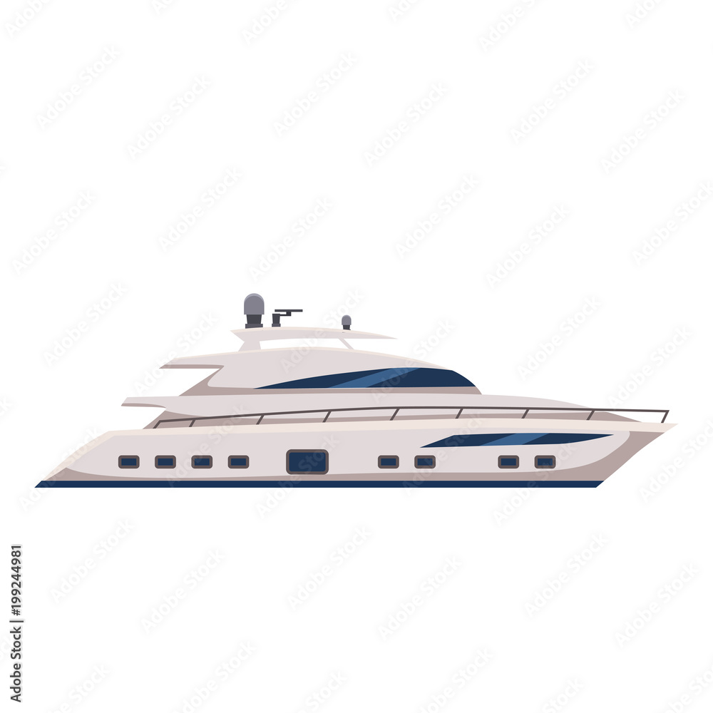 Speed boat, yacht, cartoon style, vector illustration, isolated Stock  Vector | Adobe Stock