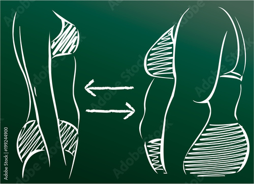 Fat and slim woman figure
