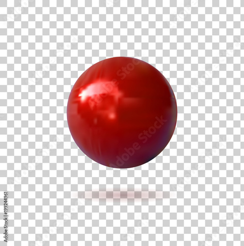 Red Pin Button, VECTOR Illustration, Sphere on Transparent Background, Realistic Icon.