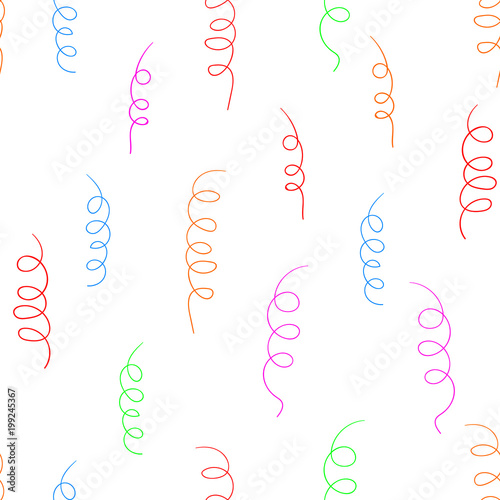 Festive Birthday Seamless Funny Pattern, VECTOR Colorful Background, Serpantine.