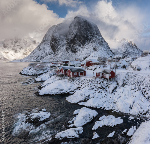 view on hamnoy in winter, lofoten, norway