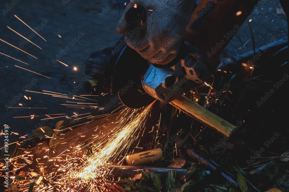 Grinding iron with sparks