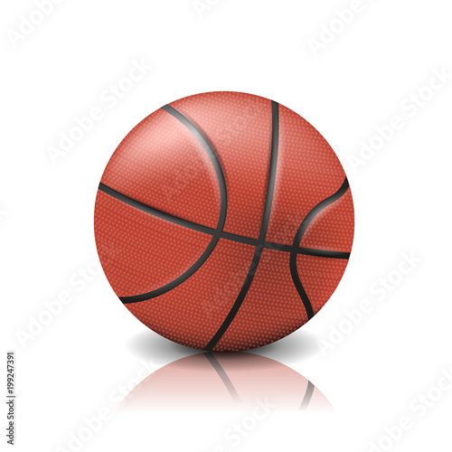 Realistic basketball ball isolated on white background. Vector illustration