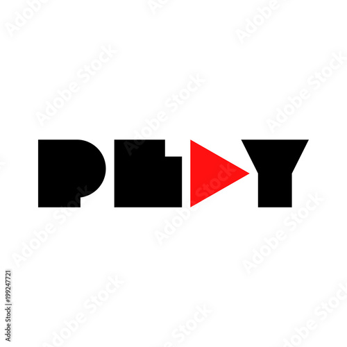 Logotipo PLAY con letras anchas negro y rojo