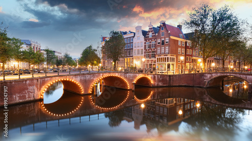 Amsterdam at night - Holland, Netherlands.