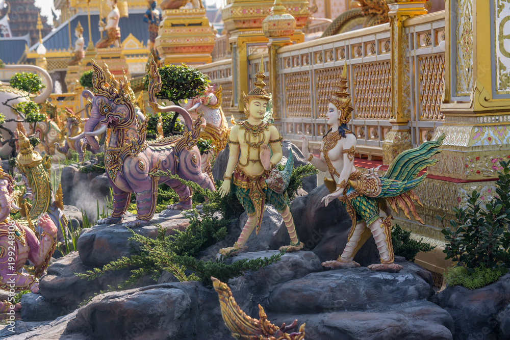 Fototapeta premium Decorating a crematorium for The Royal Cremation Ceremony of His Majesty the Late King, KING RAMA 9, 2017