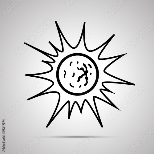 Danger bacteria cell with core, simple black icon