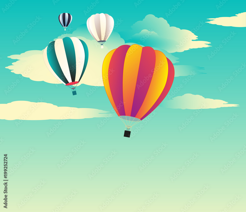 Fototapeta premium four hot air balloon flying in blue sky