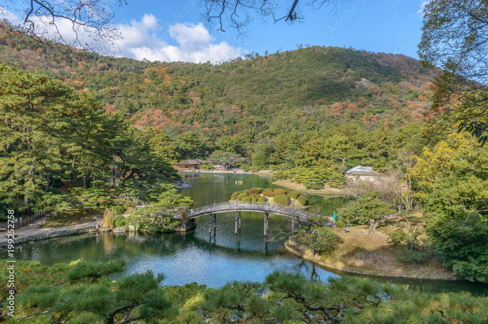 栗林公園 飛来峰からの眺望