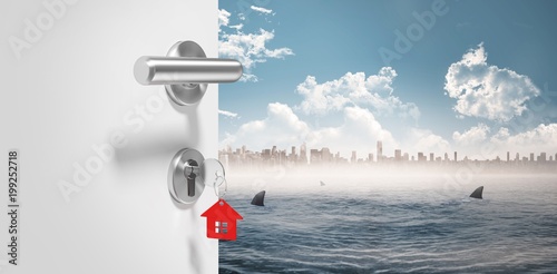 Composite image of digitally generated image of doorknob photo