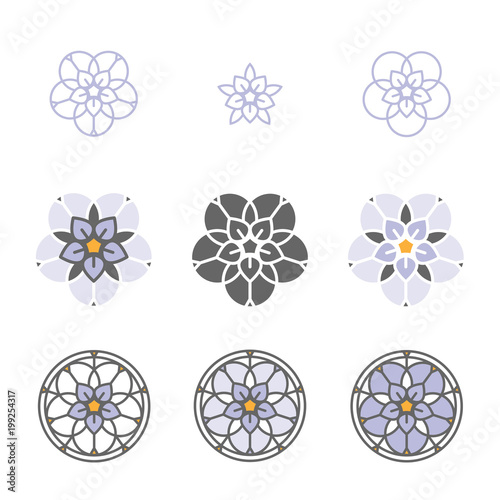 Forget-me-not stylized flower logo icon collection