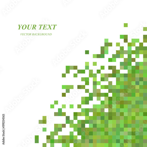 Green abstract pixel square pattern background design
