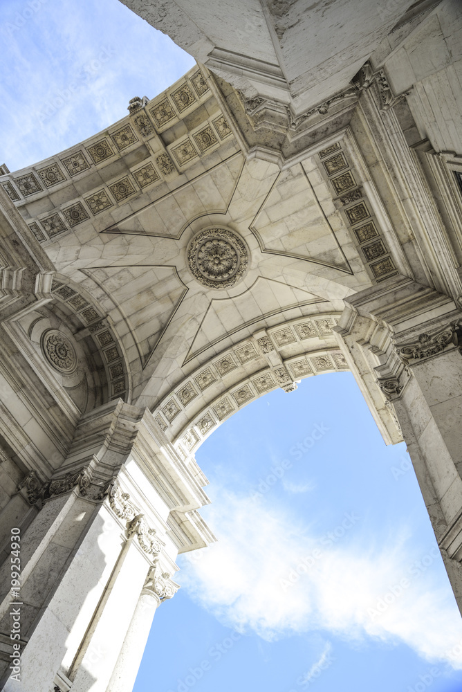 view from the bottom of the Rua Augusta arch in Lisbon