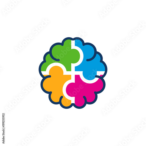 Puzzle Brain Logo Icon Design