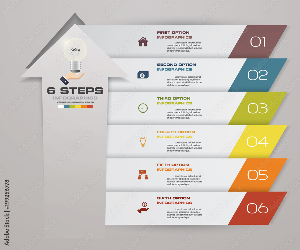 6 steps of arrow Infografics template. for your presentation. EPS 10 ...