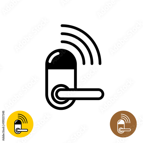 Wireless door lock icon. Smart home door symbol.