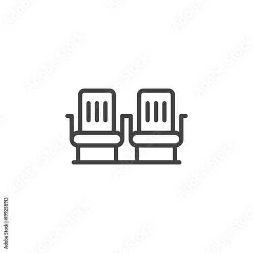 Airplane seats outline icon. linear style sign for mobile concept and web design. Two rows seats simple line vector icon. Symbol, logo illustration. Pixel perfect vector graphics