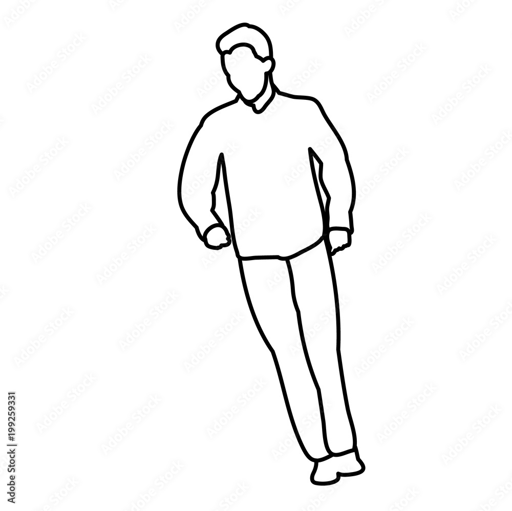Fototapeta premium vector, isolated sketch of a guy dancing on a white background