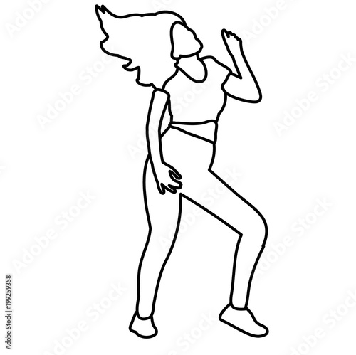 vector, isolated sketch of a girl dancing