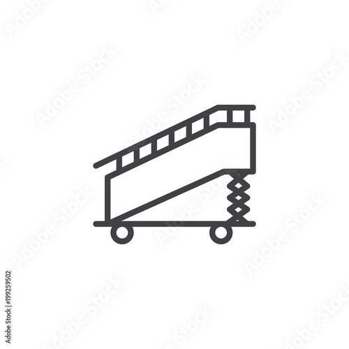 Aircraft stairs outline icon. linear style sign for mobile concept and web design. Boarding ramp simple line vector icon. Symbol, logo illustration. Pixel perfect vector graphics