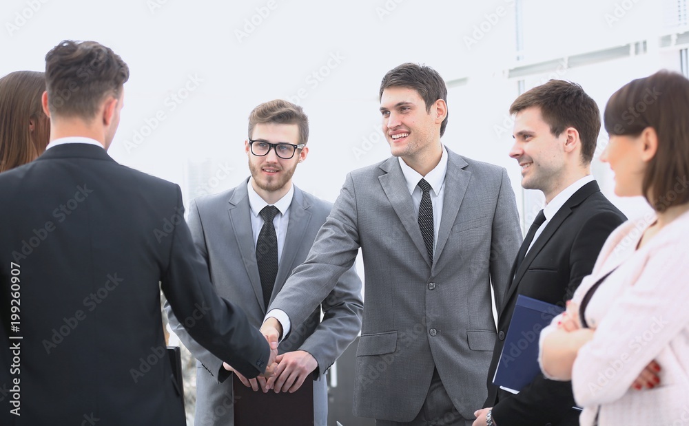 handshake business partners before business meeting handshake business partners before business meeting