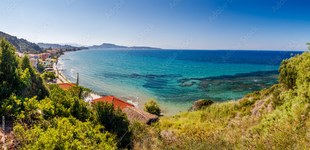 Beautiful sunny view of one of the Zakynthos cities, Greece