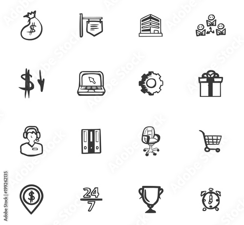 Doodle Business icons set