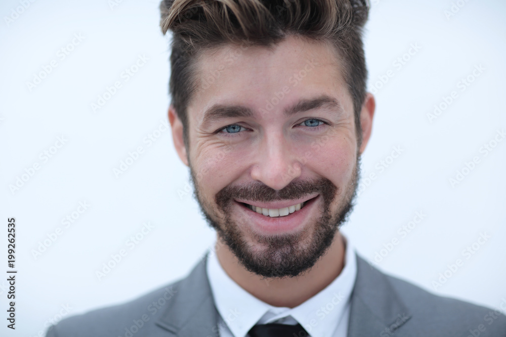 Serious businessman wearing suit and tie. blue background Serious businessman wearing suit and tie. blue background