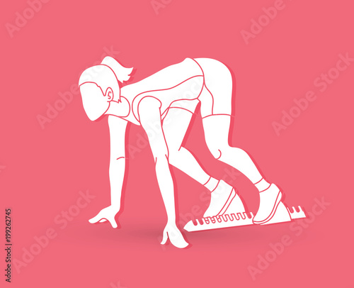 Running action, Marathon Runner, Start running graphic vector.