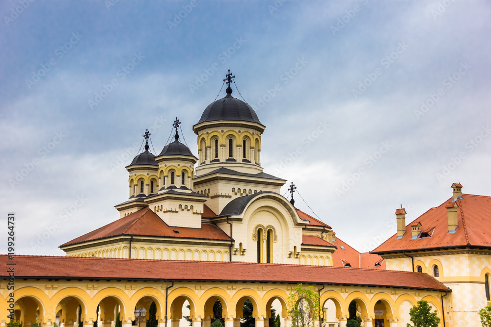 Domes of the orthodox cathedral in the citadel of Alba Iulia, Romania