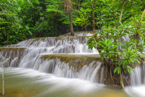 Noppiboon waterfall in Tropical Rain Forest at Sangkhlaburi , Kanchanaburi Province, Thailand