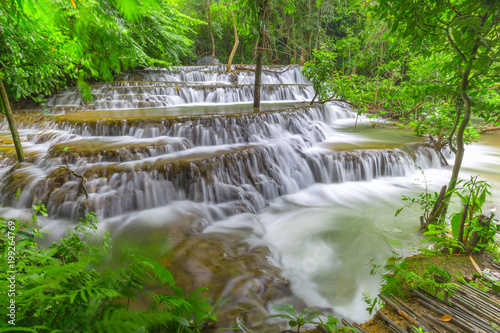 Noppiboon waterfall in Tropical Rain Forest at Sangkhlaburi , Kanchanaburi Province, Thailand