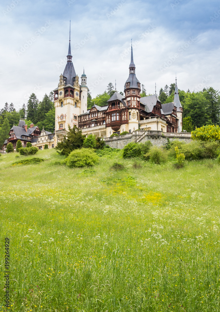 Peles castle and gardens in Sinaia, Romania
