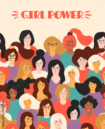 Girl power. Vector template.