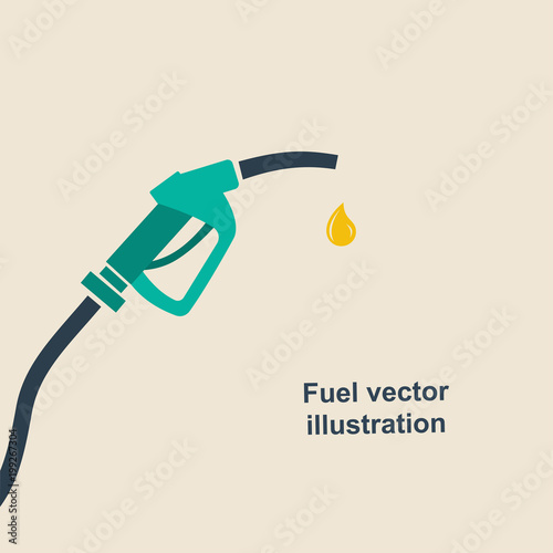 Fuel pump icon. Petrol station sign. Gas station sign. Fuel background. Vector illustration, flat design. Gasoline pump nozzle with drop.