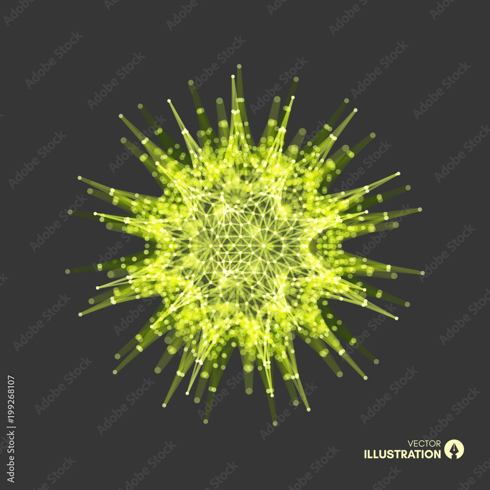 Fototapeta premium Sphere with connected lines and dots. Global digital connections. Wireframe illustration. Abstract 3d grid design. Technology style.