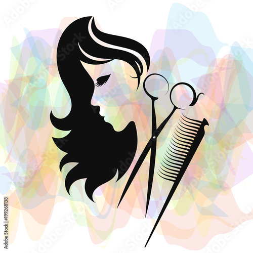 Scissors and comb for beauty salon