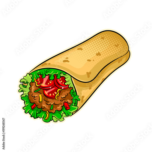 Burrito pop art vector illustration