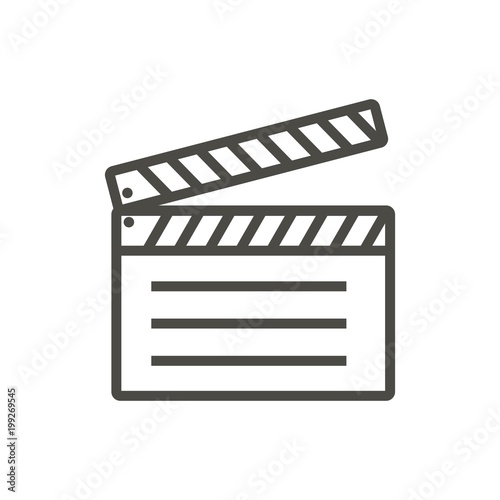 Film clap icon vector. Line movie symbol.
