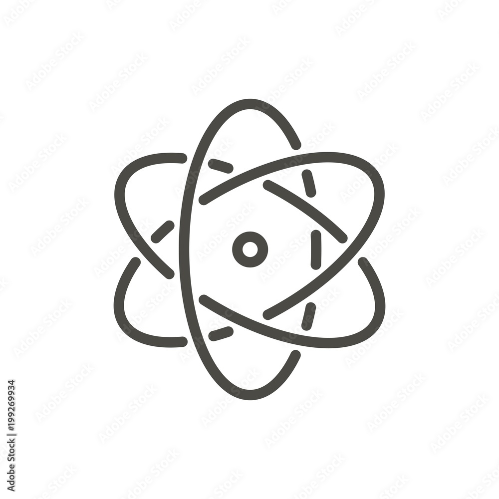 Atom icon vector. Line nuclear symbol.