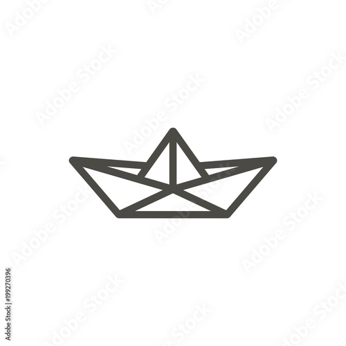 Paper boat icon vector. Line origamy symbol.
