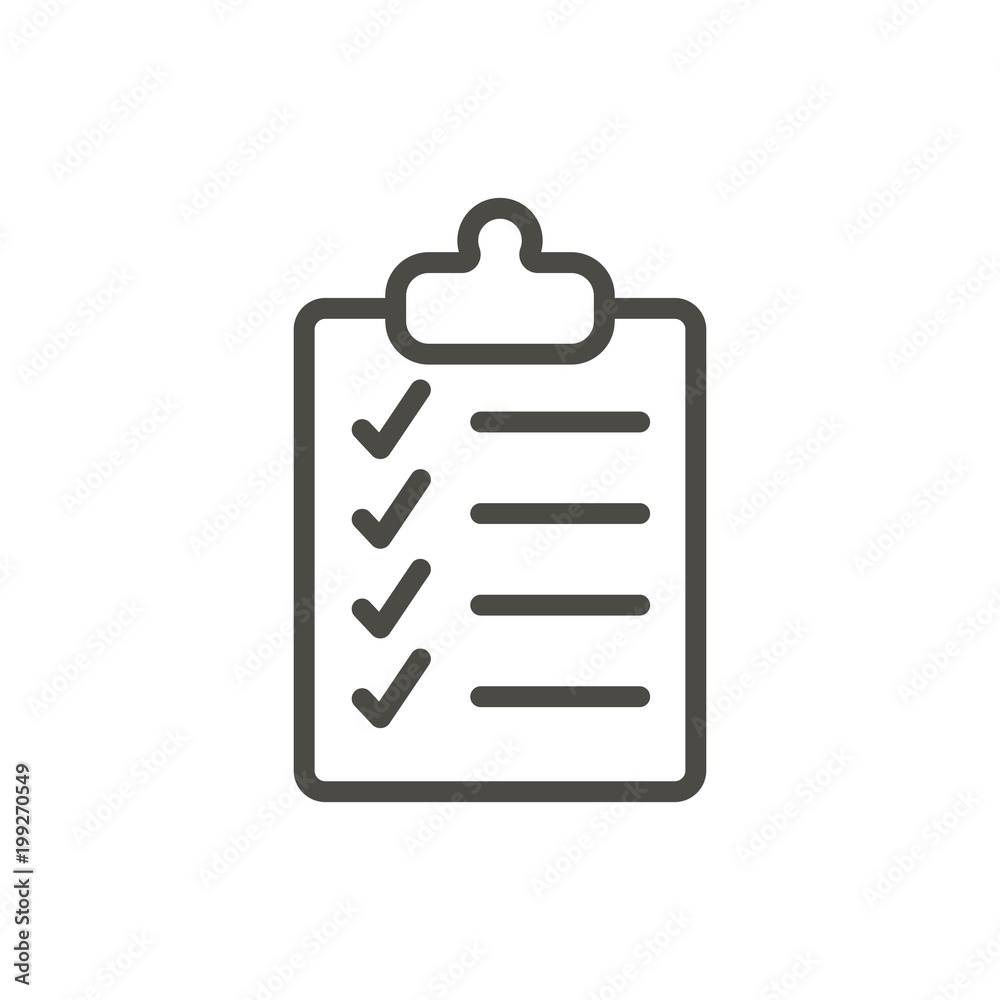 Checklist icon vector. Line clipboard symbol. Checklist icon vector. Line clipboard symbol.