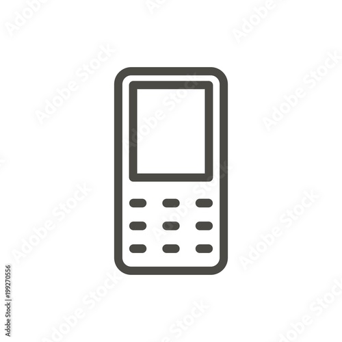 Mobile phone icon vector. Line old cellphone symbol.