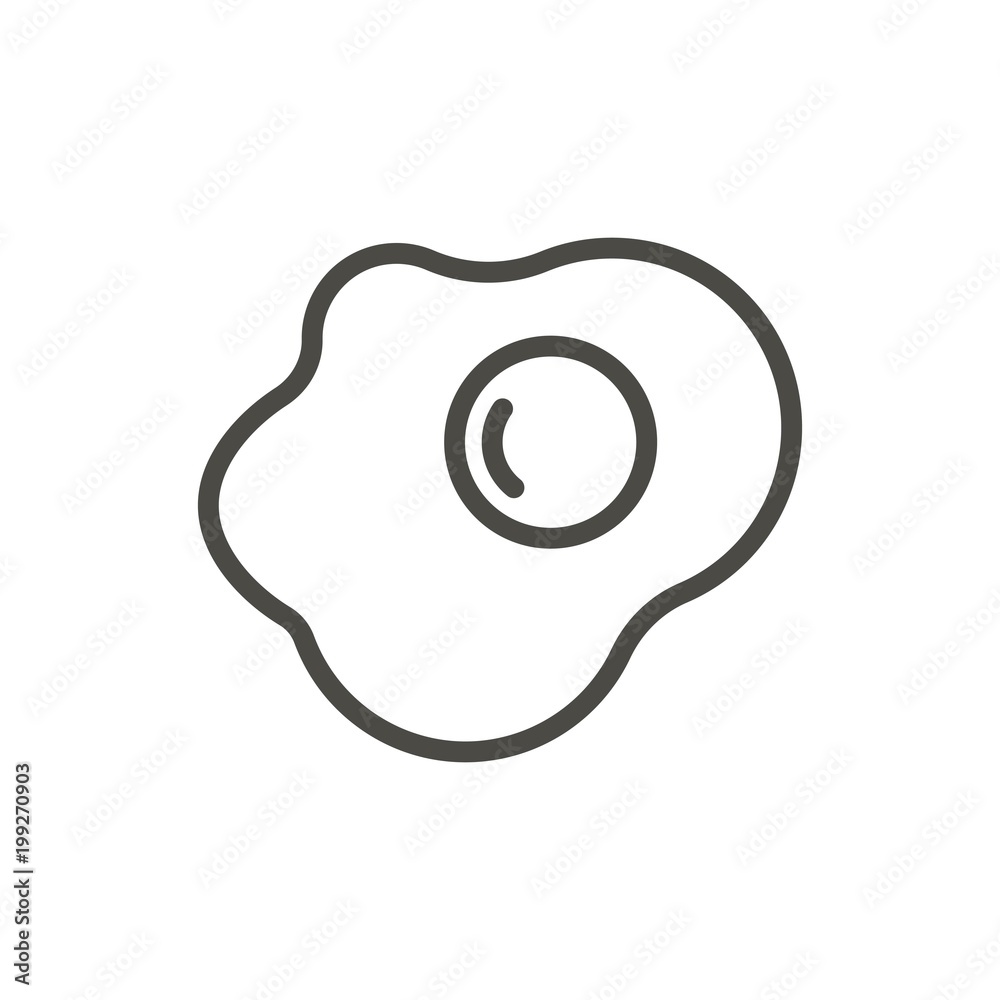 Egg fried icon vector. Outline morning food, line egg symbol.