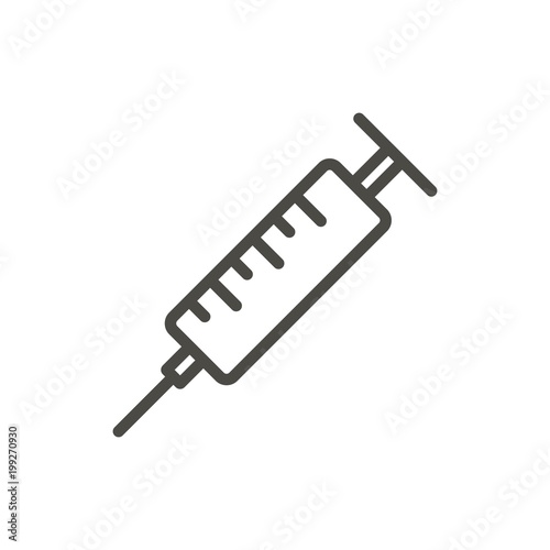 Syringe icon vector. Outline injection, line syringe symbol.